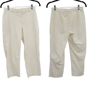 Vintage‎ 90s Express Mid Rise Capri Pants 3/4 White Stretch Flat Front Flat Back